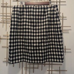 Talbots Black White Check Wool Mini Skirt Women's Size 12 Office Classic Preppy
